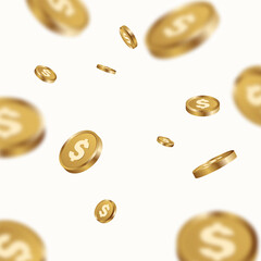 scattering of gold coins, wealth design element