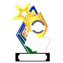 Acrylic award, Library, reader trophy template, best book trophy award. Etc. 