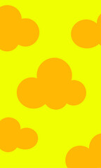 A vibrant yellow background adorned with soft orange clouds above it