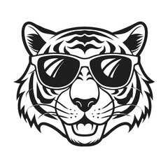 Obraz premium Tiger with glasses isolated white background
