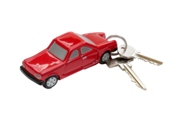 Red car keychain with keys