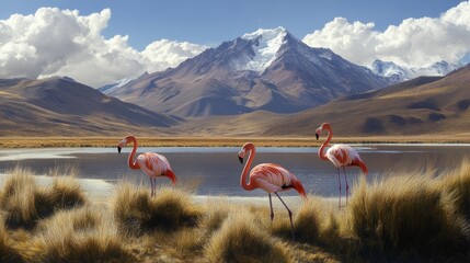Andean flamingos, categorized as Phoenicoparrus andinus, are native to the high-altitude lakes of the Andes mountain range.