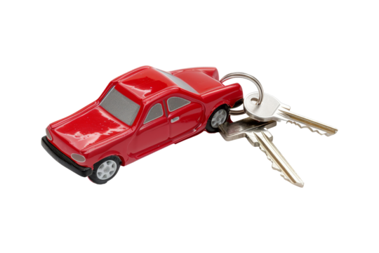 Red car keychain with keys