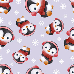 Joyful Winter and Christmas Seamless Pattern