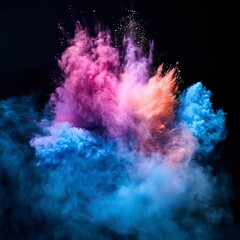 Fototapeta premium Launched colorful powder on black background