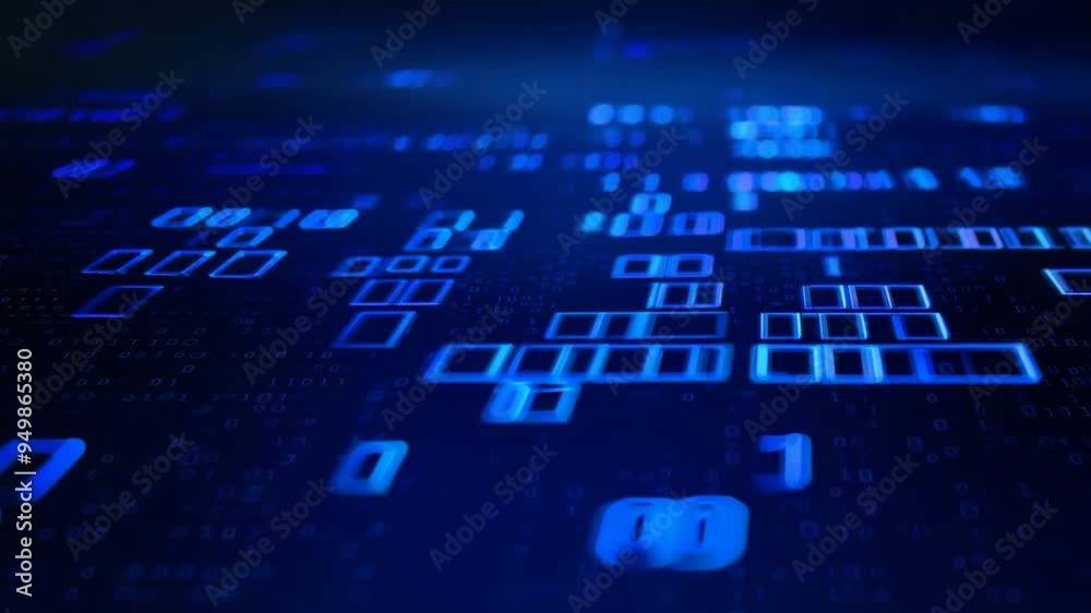 Poster digital binary code data pattern technology background blue circuit board computer abstract concept motion video