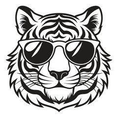 Fototapeta premium Tiger with glasses isolated white background