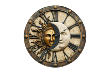 Antique Sun and Moon Clock Face