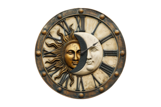 Antique Sun and Moon Clock Face