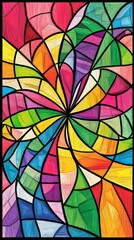 Fototapeta premium The geometric background is a bright diagonal rainbow color.