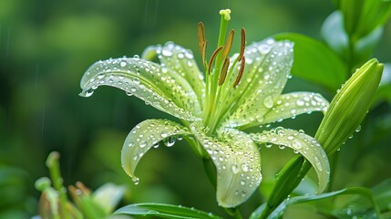 Lily color green macro 