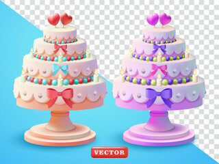 Wedding cake, 3d vector. Suitable for events and design elements
