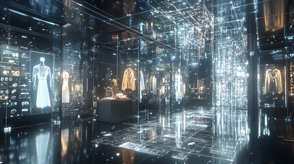 Cutting-Edge Digital Fashion Hub with Interactive Holographic Displays
