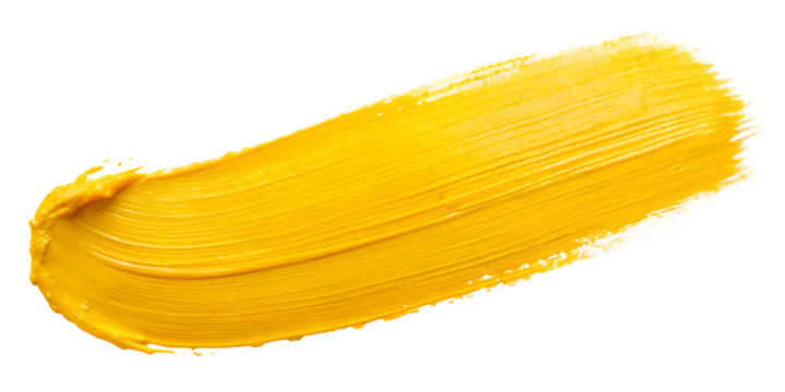 Bright yellow paint swatch displayed on a clean background, cut out transparent