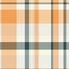 Bedding vector plaid tartan, fur seamless pattern fabric. Creativity texture textile background check in orange and white colors.
