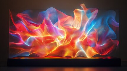 A computer monitor displaying a colorful and abstract RGB-generated form, showcasing the technology's potential for creating artistic and imaginative imagery