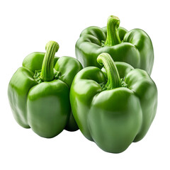 Fresh Green Bell Peppers Isolated on Transparent Background for Natural Food and Healthy Eating