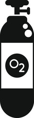 Simple icon of an oxygen tank, commonly used in hospitals and medical settings for patients needing respiratory support