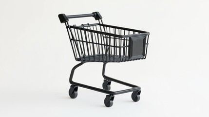 Empty black shopping cart on white background
