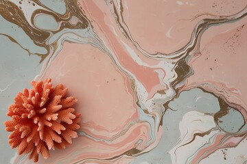 Rustic Antique Marbled Backdrop in Soft Pastel and Coral Tones
