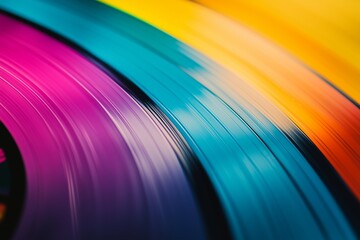 Vinyl record close-up in different bright colors, wallpapers