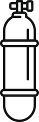 Simple oxygen tank icon representing equipment for breathing underwater while scuba diving, snorkeling, and exploring the ocean