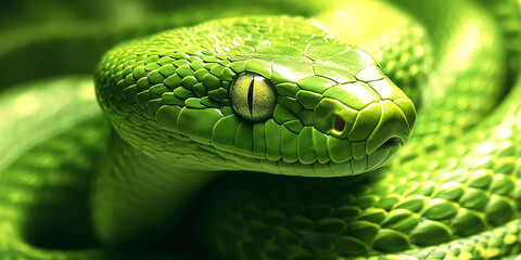 Fototapeta premium green snake, Generative AI.
