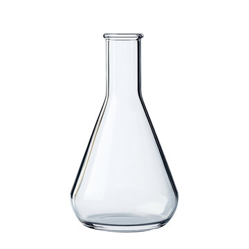 Laboratory flask with liquid,  Science object  isolated on transparent png.