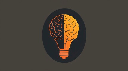 Logo with a half of light bulb and brain