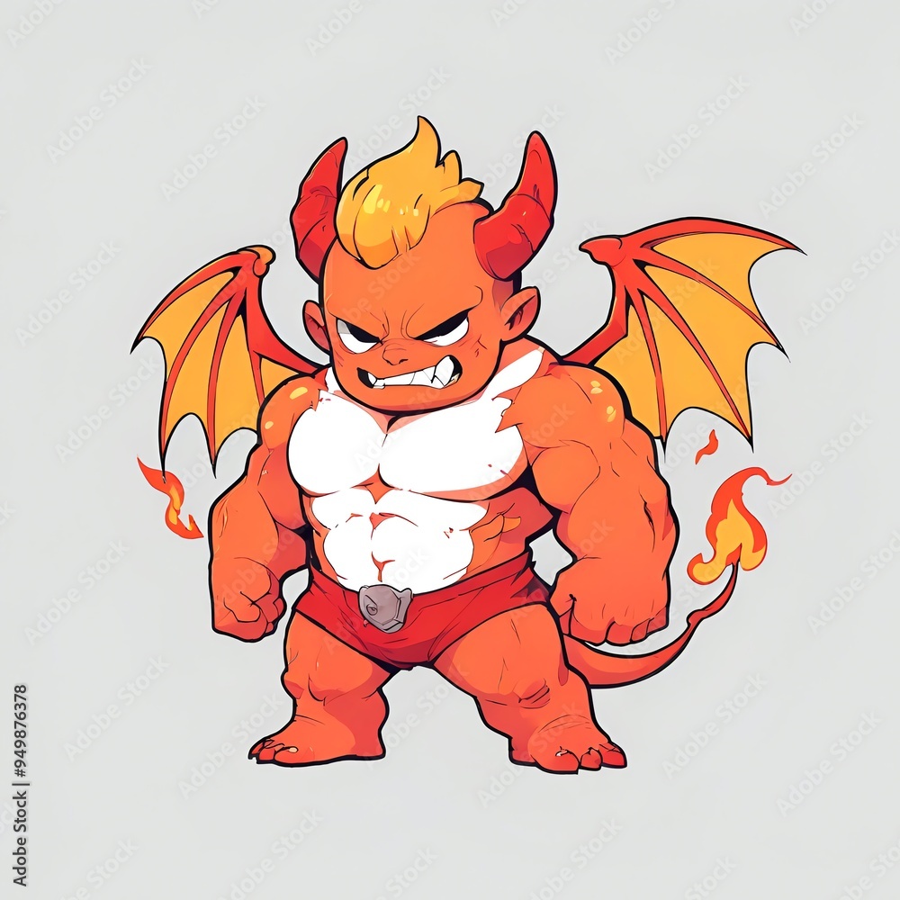 Canvas Prints Angry Cartoon Demon Illustration