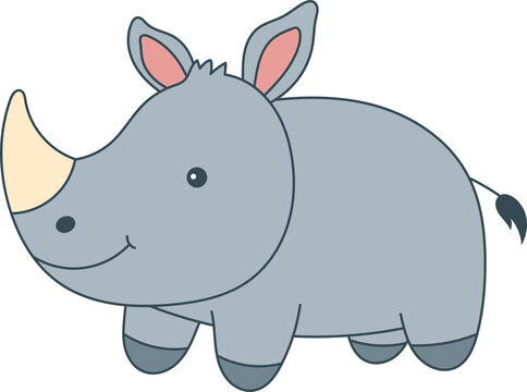 recommend clip art: Cute rhino clipart vector design illustration