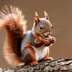 Obraz premium squirrel eating nut