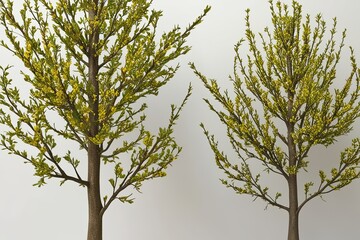 Fototapeta premium Stunning Isolated Traditional Hawthorn Trees on White Background for Graphic Design and Home D�cor