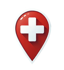 Obraz premium Map marker icon featuring Swiss flag symbol in red