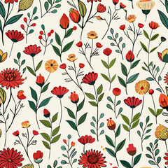 Floral seamless pattern vector illustration.