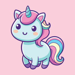 Fototapeta premium Unicorn Cartoon sytle vector for Kids Book design on Pink Background