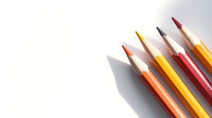 Fototapeta premium Sleek Pencils: Minimalist Composition with Impactful Shadows on White Background