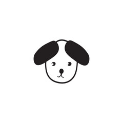 Cute dog  faces. Black color. Isolated icons. Vector outline illustration