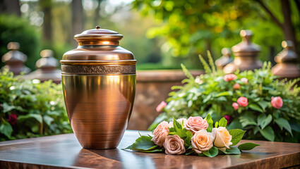 Funeral urn with the ashes of the deceased