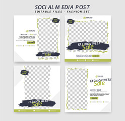 Naklejka premium Fashion sale social media post template