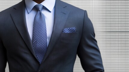 Business men's suit with a blue tie. A template to add to a portrait.