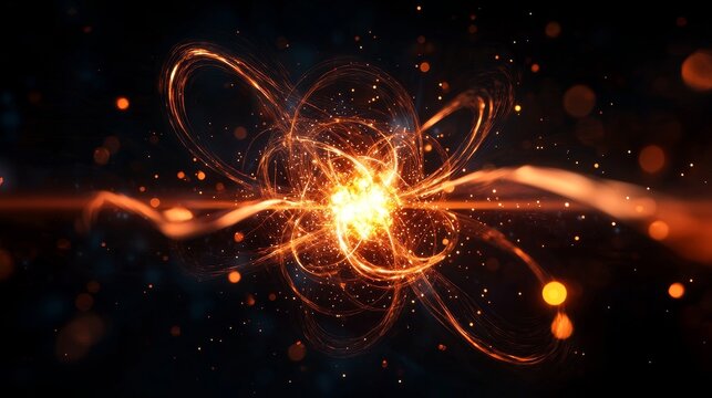 Radiation from the atomic nucleus during nuclear fission, energy waves and particle motion