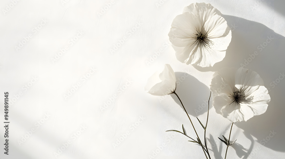 Sticker a minimalist elegant white background with a delicate kala flower on the right side