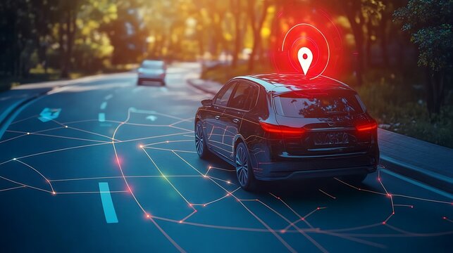 GPS tracking pulsing signal. A vehicle transmitting gps signal. Searching car location