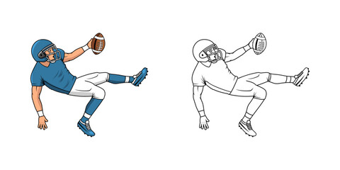 American Football Player Cartoon Character Design Illustration vector eps format suitable for your design needs logo illustration animation etc