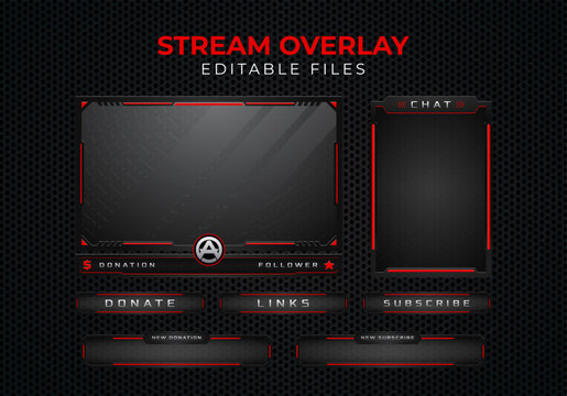 Twitch obs streaming panel overlay design template full package setup
