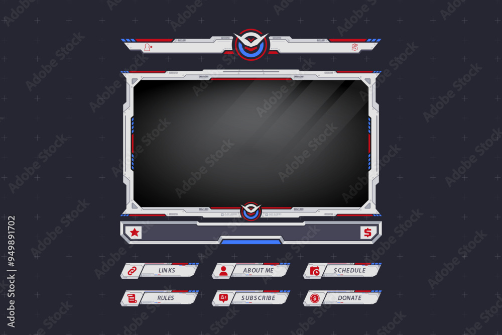 Wall mural twitch obs streaming panel overlay design template full package setup mecha tech theme