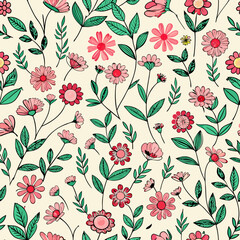 Floral seamless pattern vector illustration.
