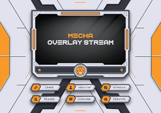 Twitch obs streaming panel overlay design template full package setup mecha theme
