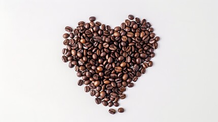 nicely arranged coffee beans on a white background 
